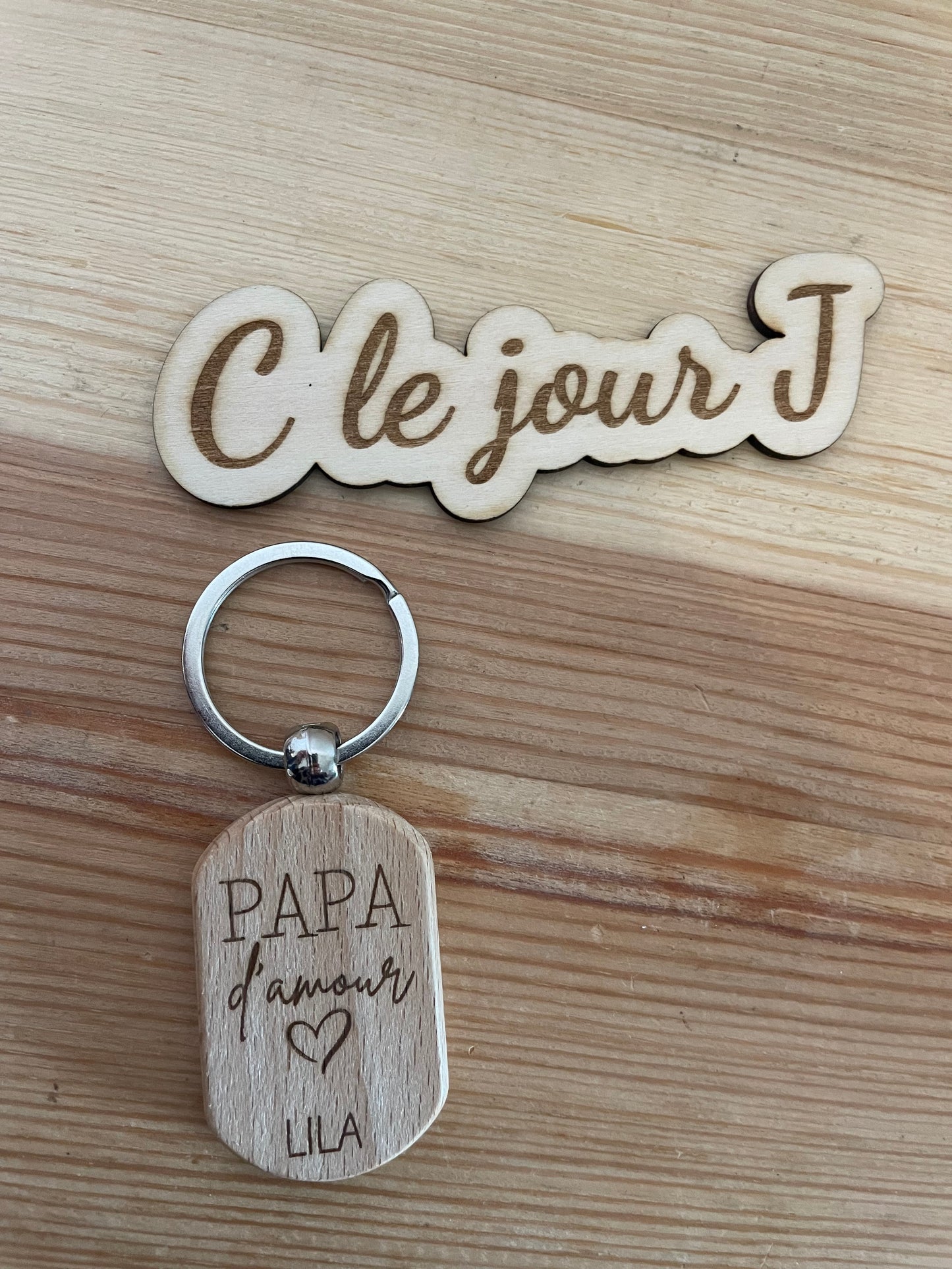 Porte clé bois papa d amour