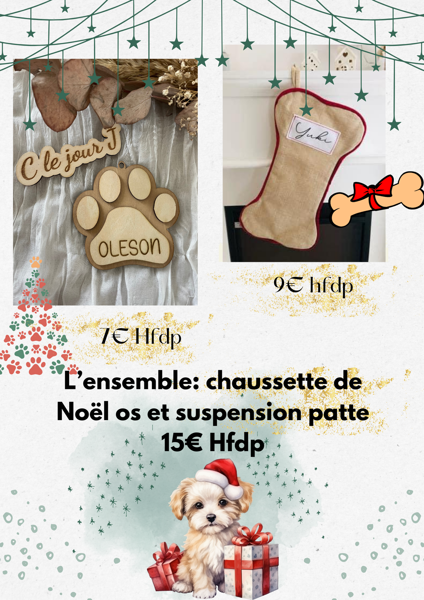 Ensemble suspension et chaussette animaux de compagnie