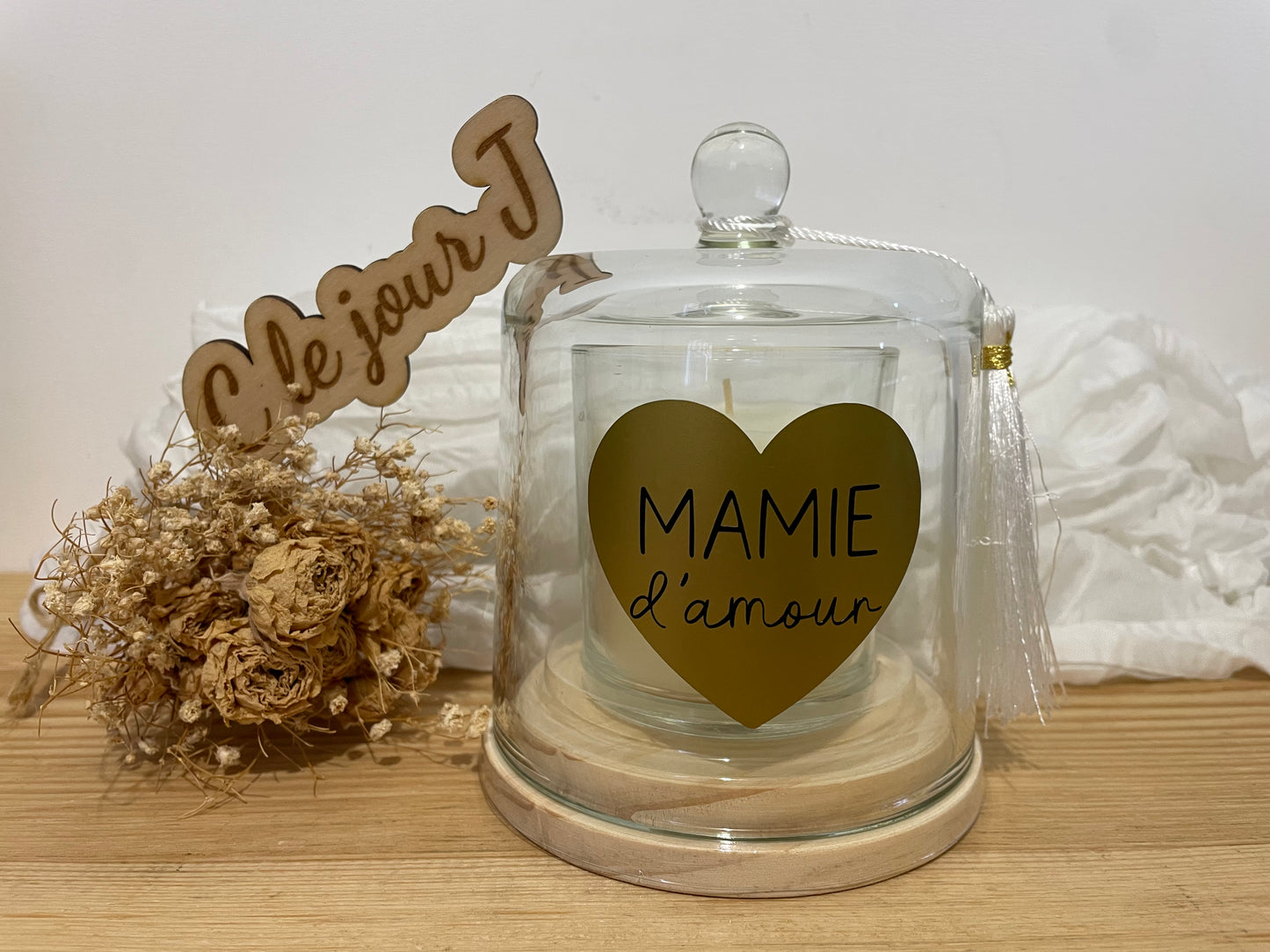 Bougie sous cloche « cœur »