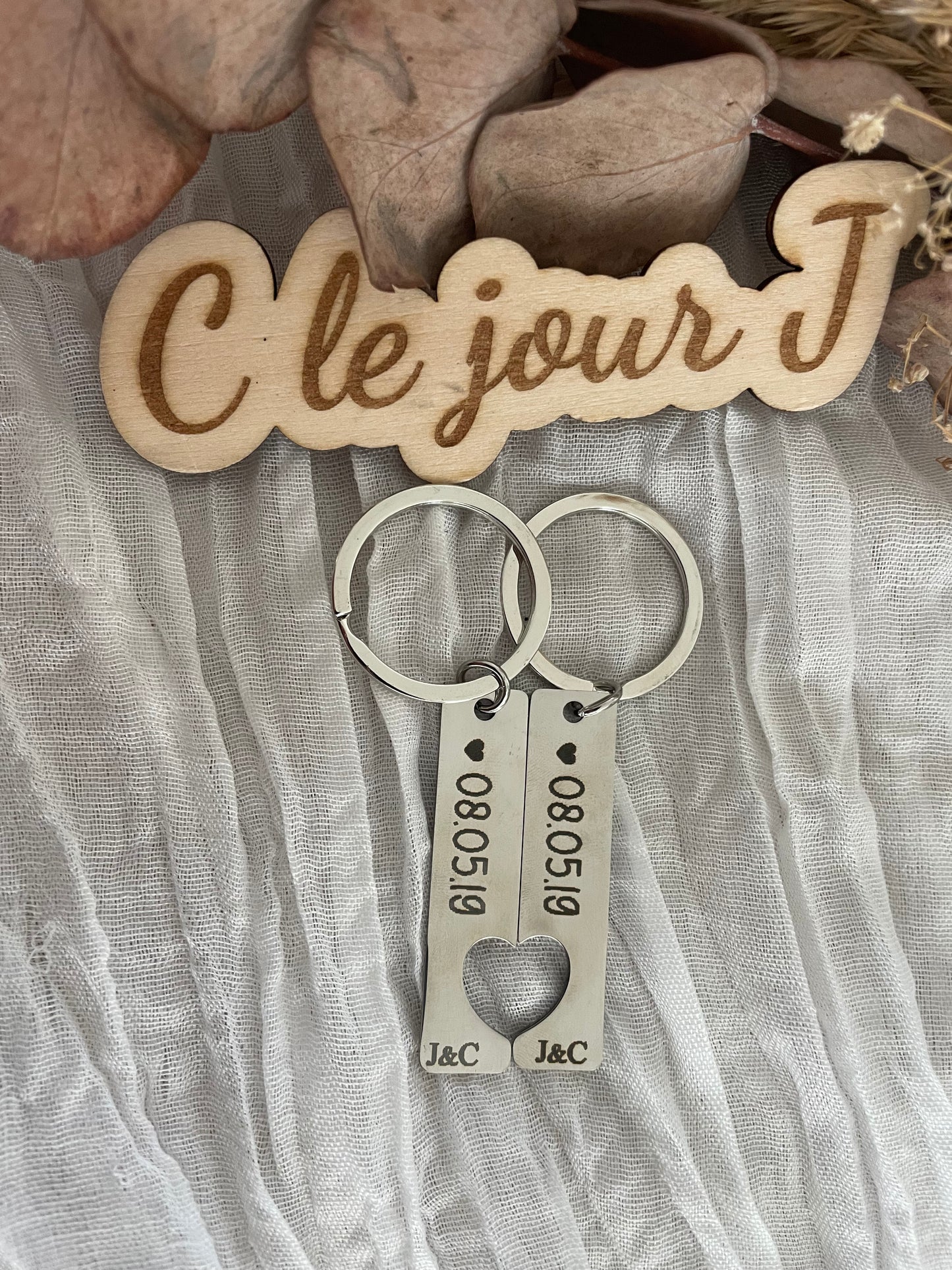 porte clé double « cœur »