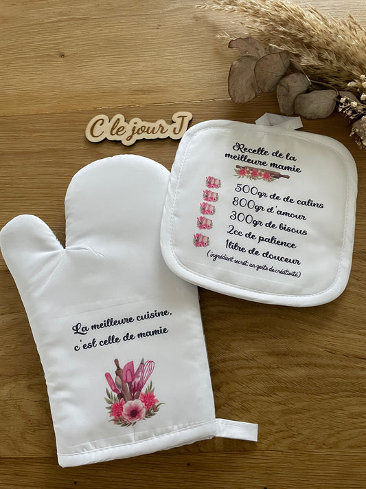 Lot gant/manique « recette de mamie… »