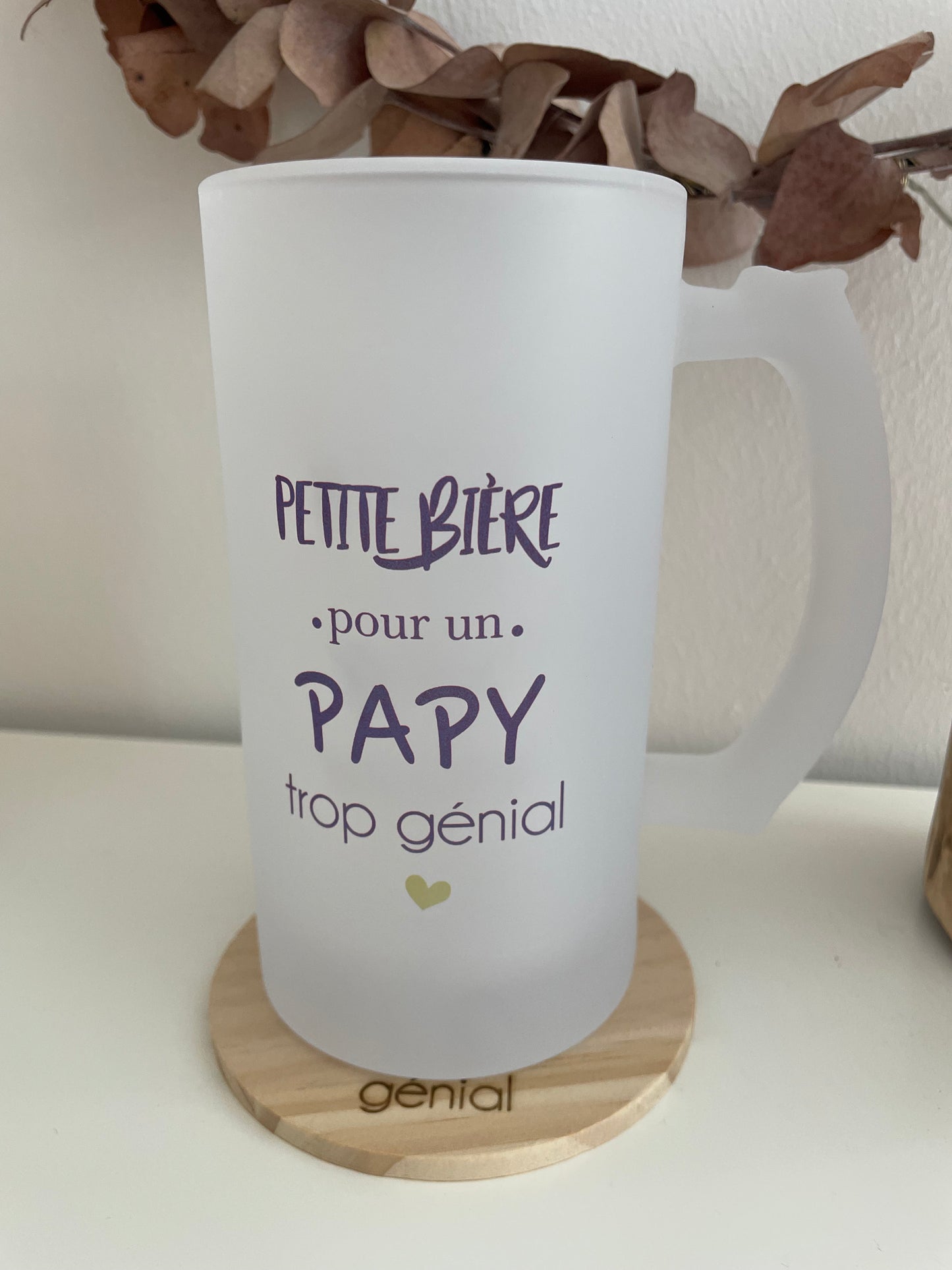 Chope avec son dessous de verre