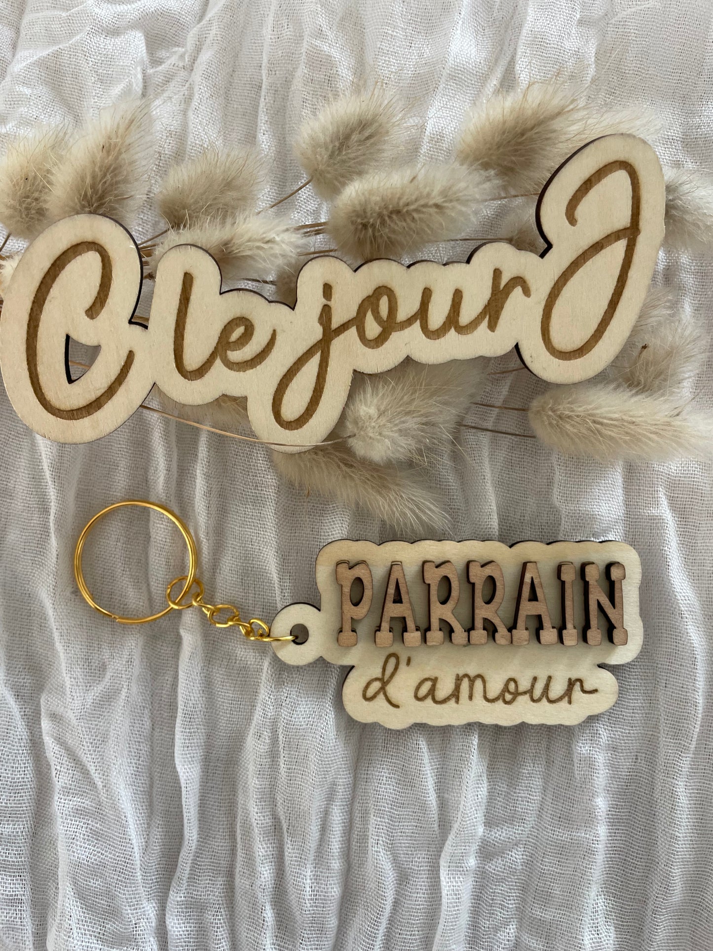 Porte clé bois amour