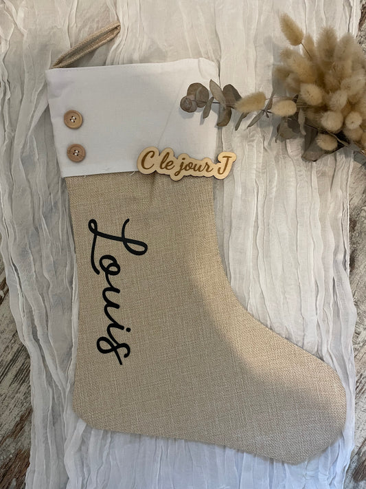 Chaussette de Noël jute