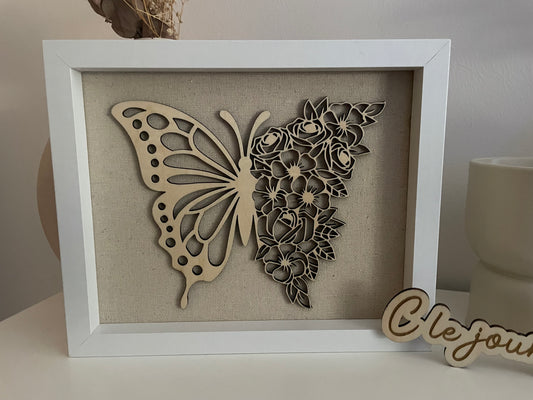 Cadre papillon fleuri