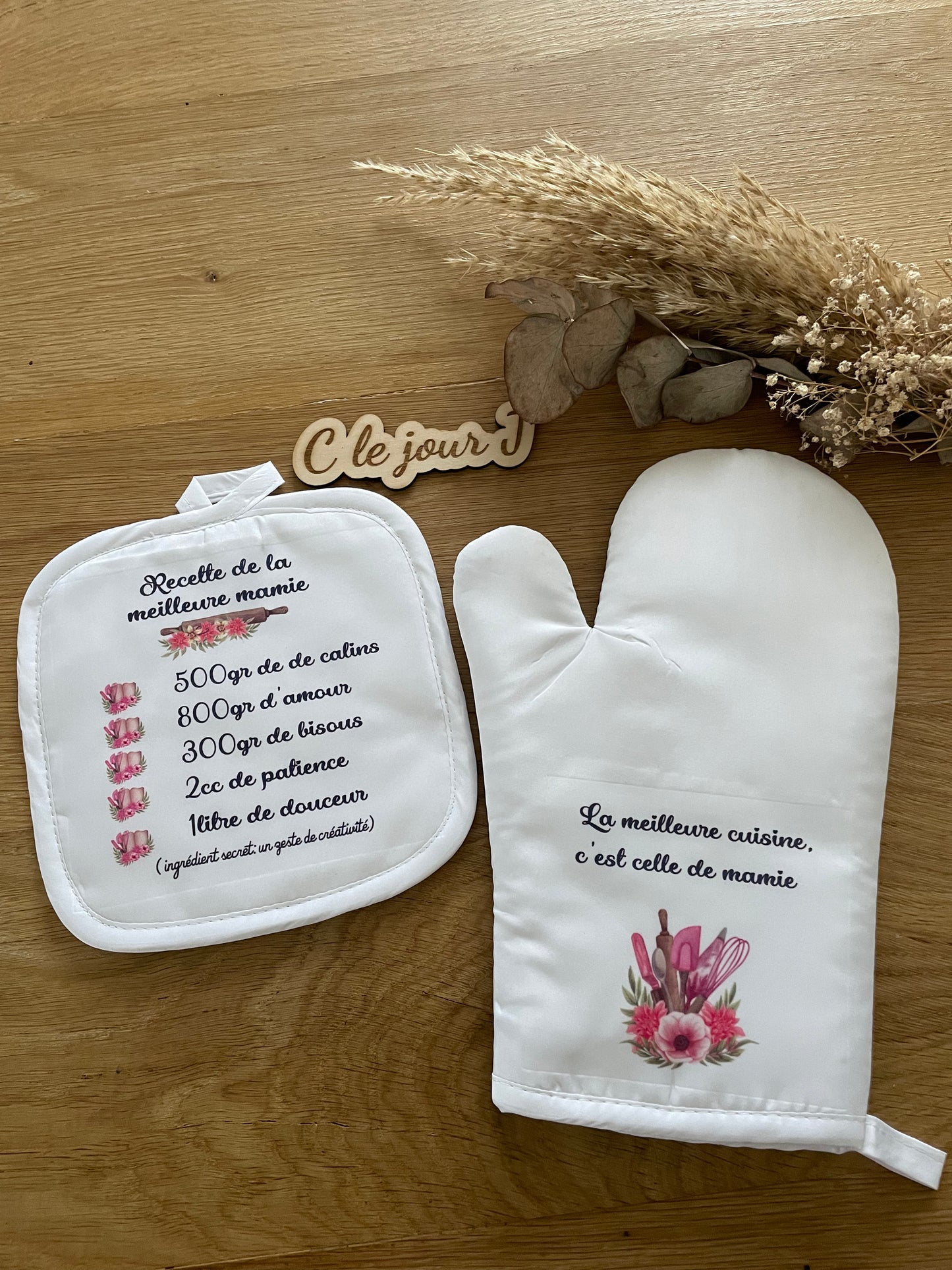 Lot gant/manique « recette de mamie… »